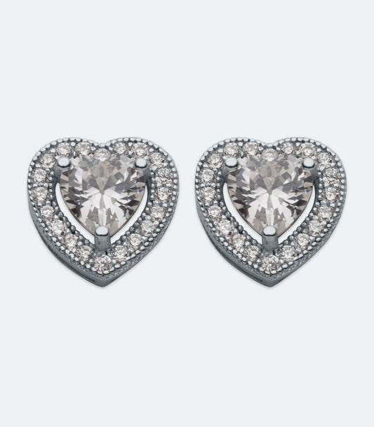 CZ Heart Earrings - SSER 410