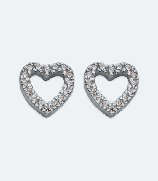 Open Heart CZ Earrings - SSER 413