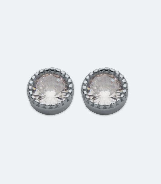 Small CZ Milgrain Earrings - SSER 416