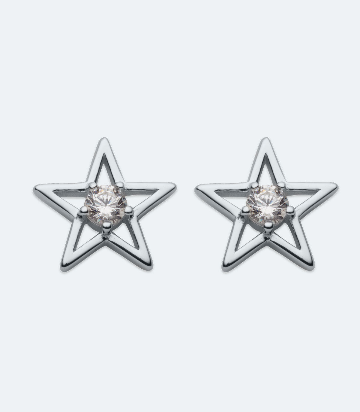 CZ Open Star Earrings - SSER 437