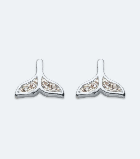 CZ Whale Tail Earrings - SSER 447