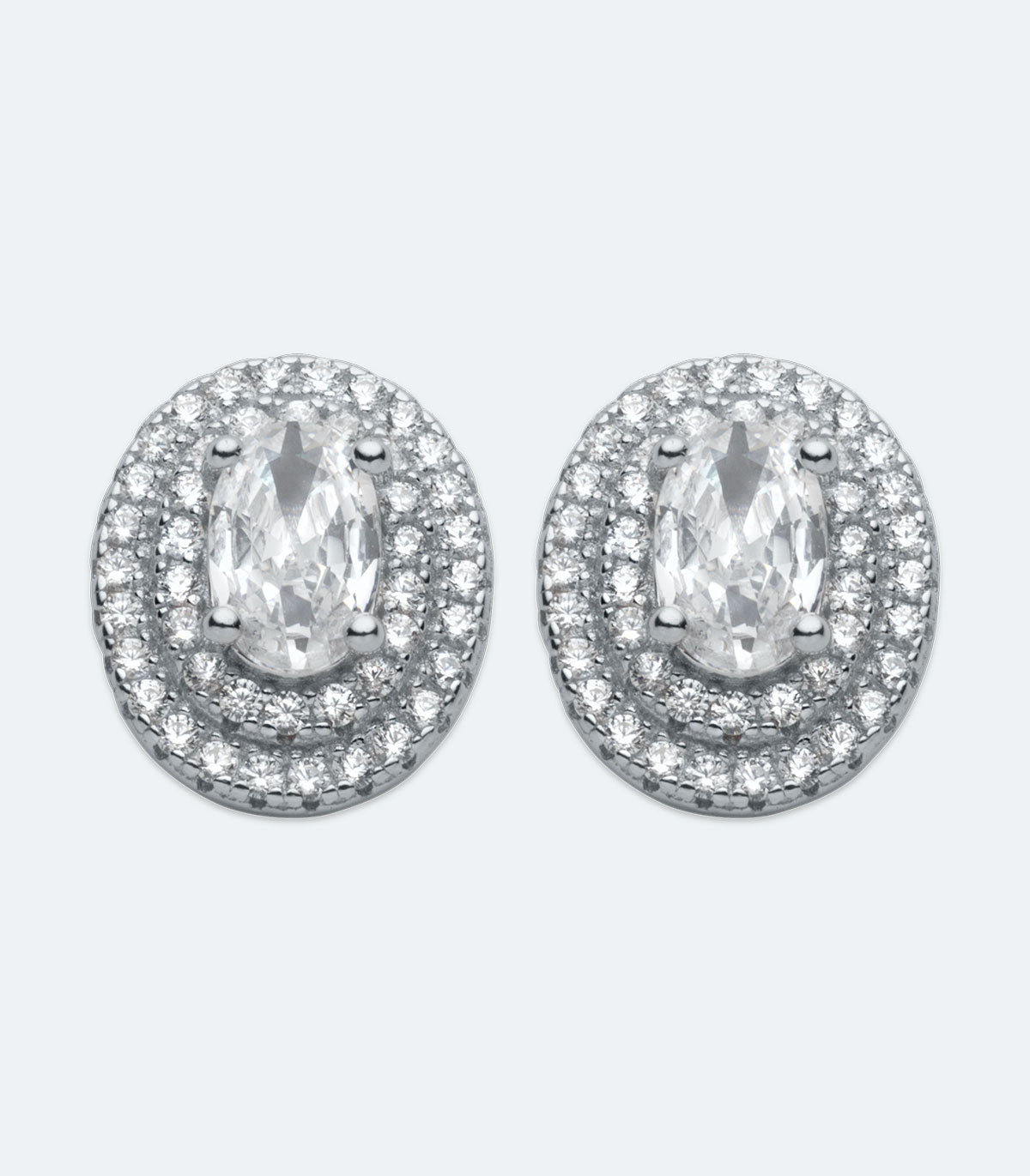 CZ Pave Oval Earrings - SSER 448