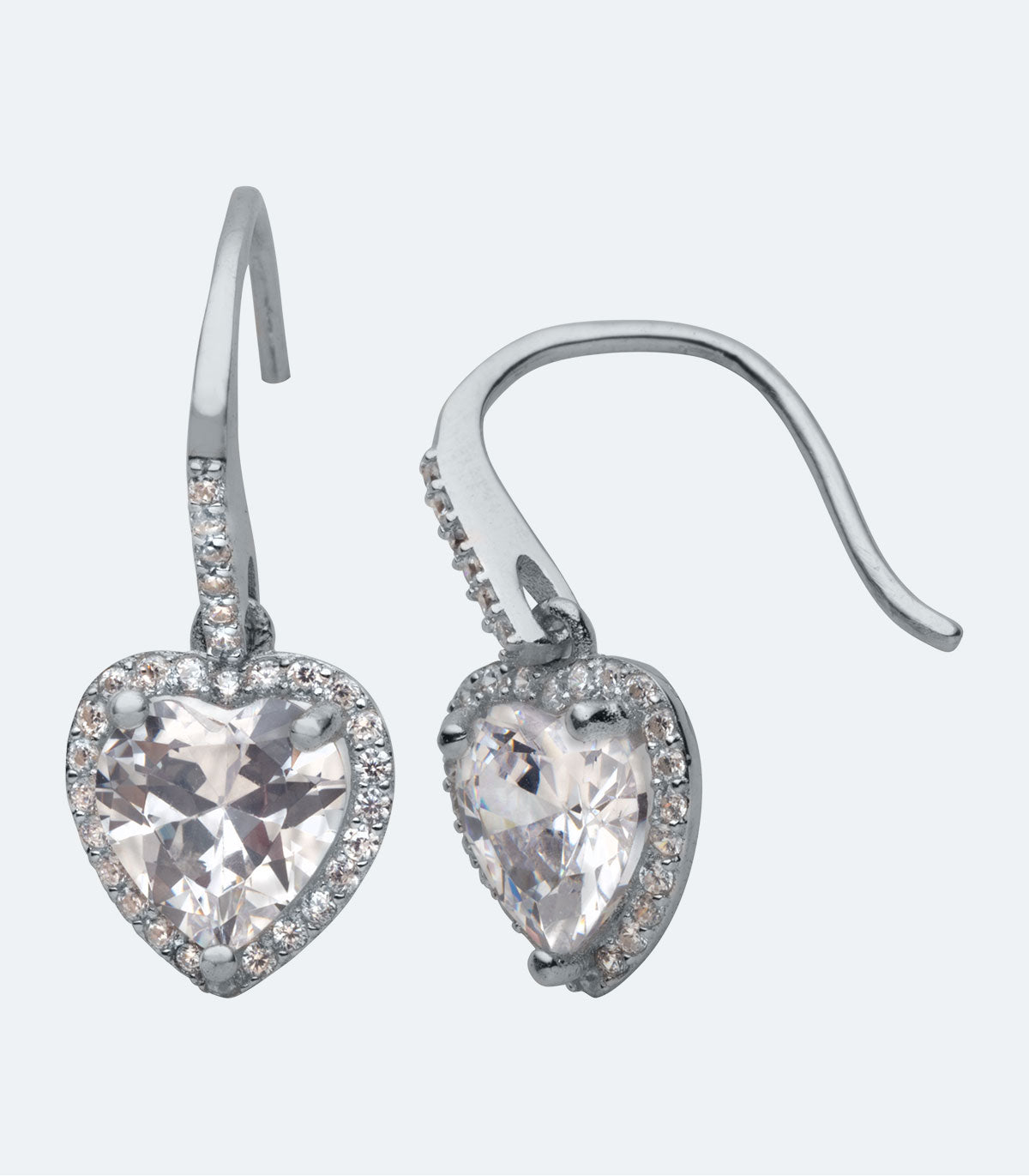 CZ Heart Drop Earrings - SSER 451