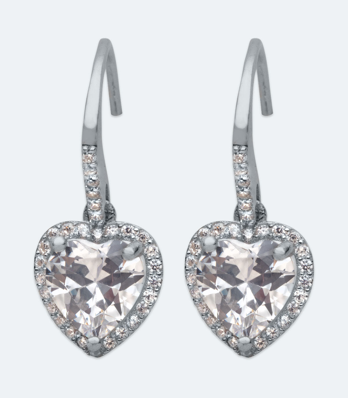 CZ Heart Drop Earrings - SSER 451