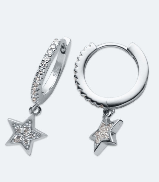 Star CZ Charm Huggie Earrings - SSER 459