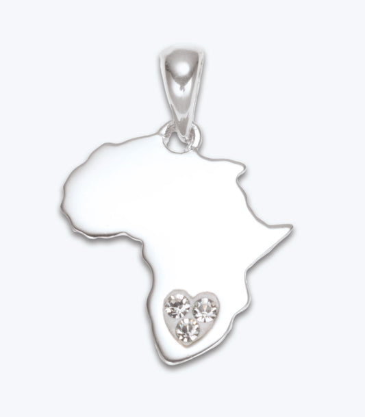 Plain Map of Africa with CZ Heart Pendant - SSPD 304