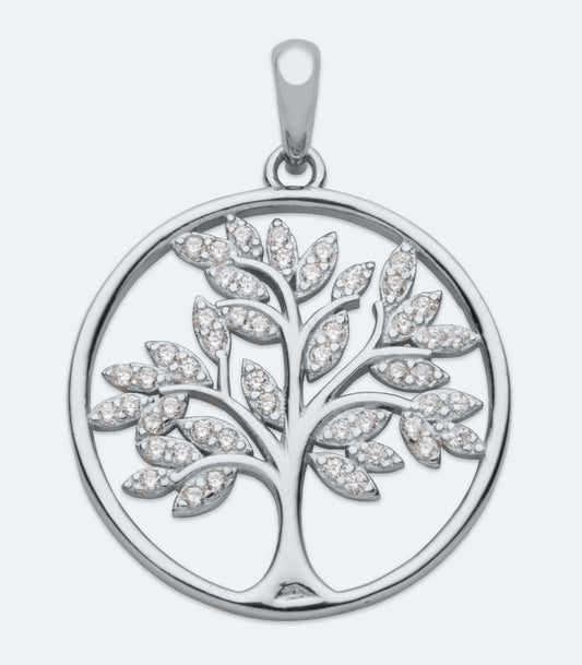 Clear CZ Tree of Life Pendant - SSPD 314