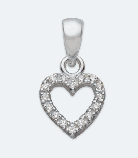 Small Open Heart CZ Pendant - SSPD 317