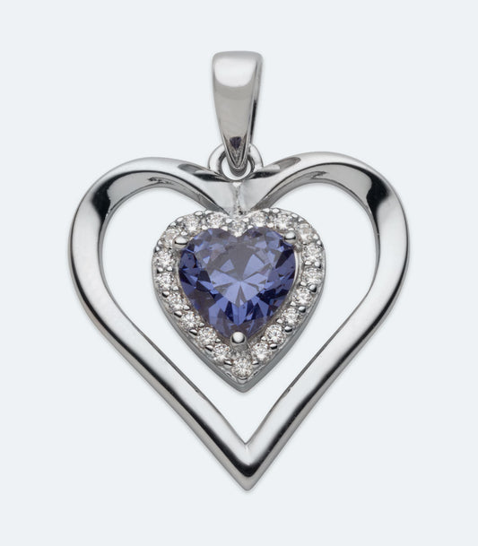 Big Plain Open Heart with Tanzanite Blue Centre - SSPD 324