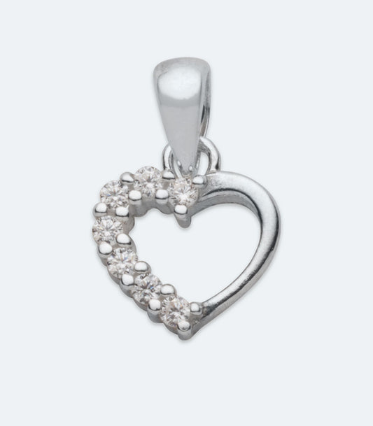 Small Half CZ Open Heart Pendant - SSPD 328