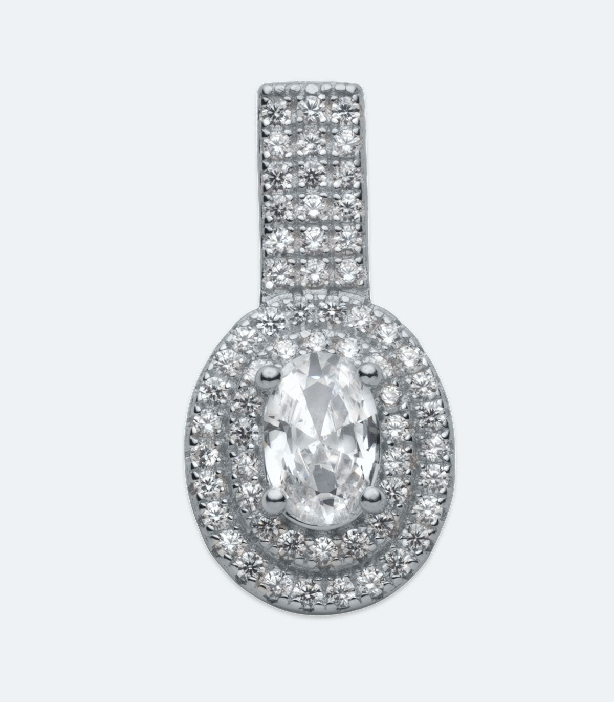 CZ Pave Sterling Silver Oval Pendant - SSPD 340