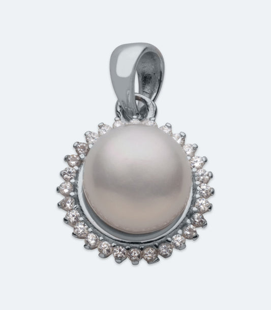 Pearl CZ Border Pendant - SSPD 341