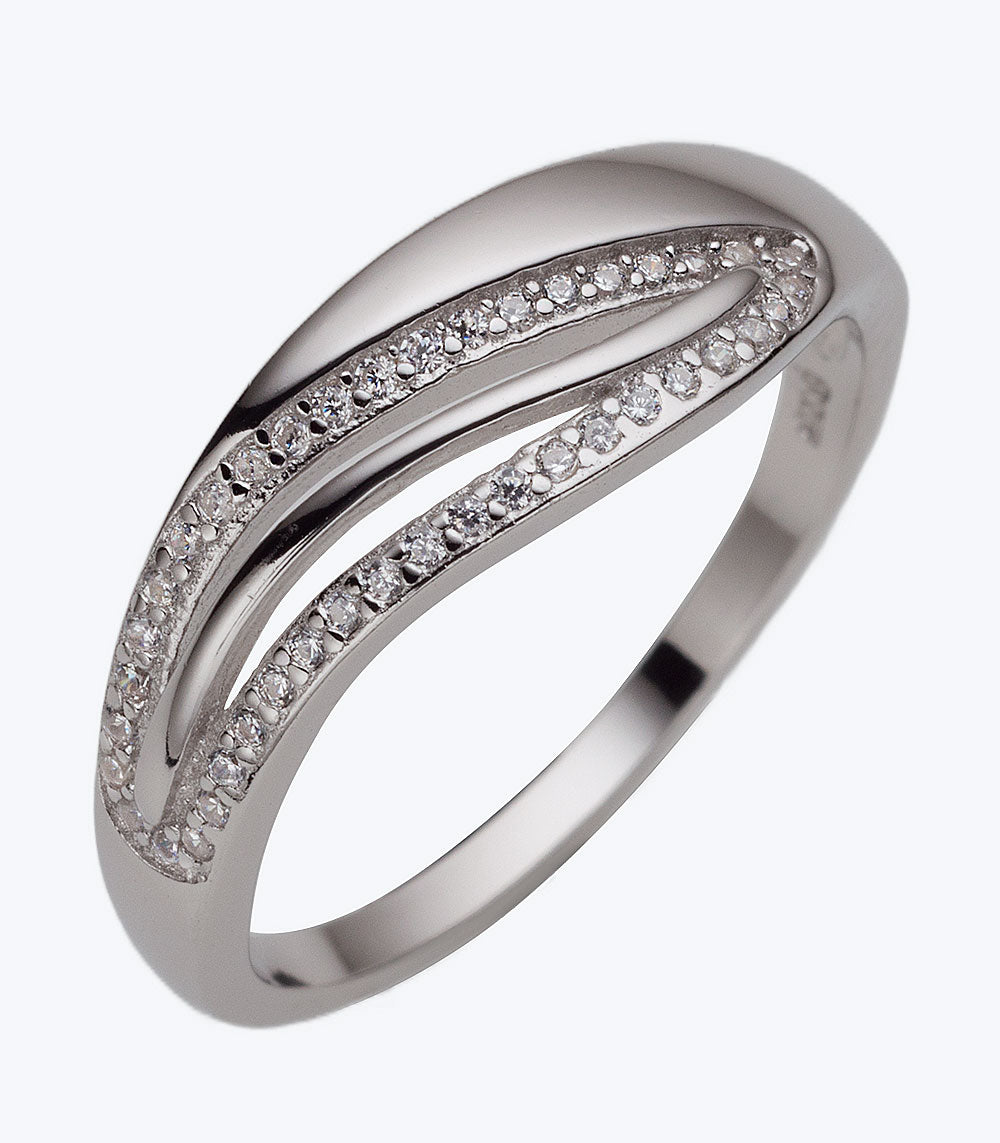 Fancy Wave CZ Ladies Ring