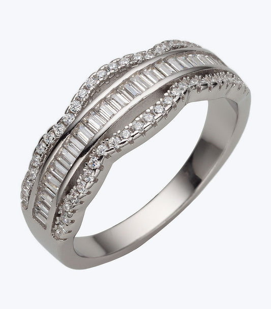 Fancy Band with Bubble Border CZ Ladies Ring