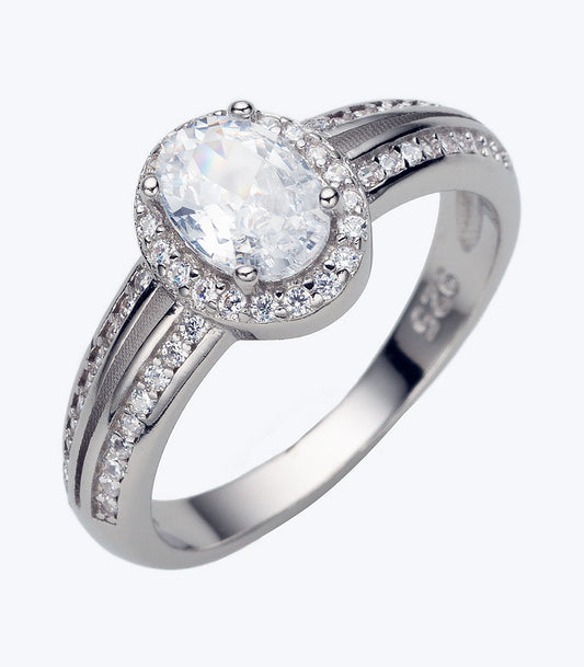 Fancy CZ with Large Middle Stone Ladies Ring