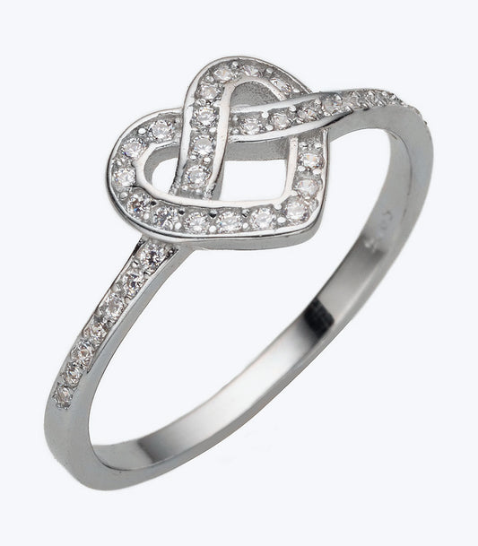 Fancy CZ Infinity Heart Ladies Ring