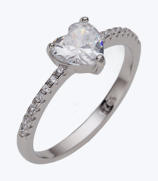 Heart with Eternity Band CZ Ladies Ring