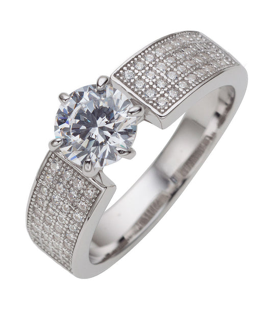 Solitaire with Eternity Bands CZ Ladies Ring