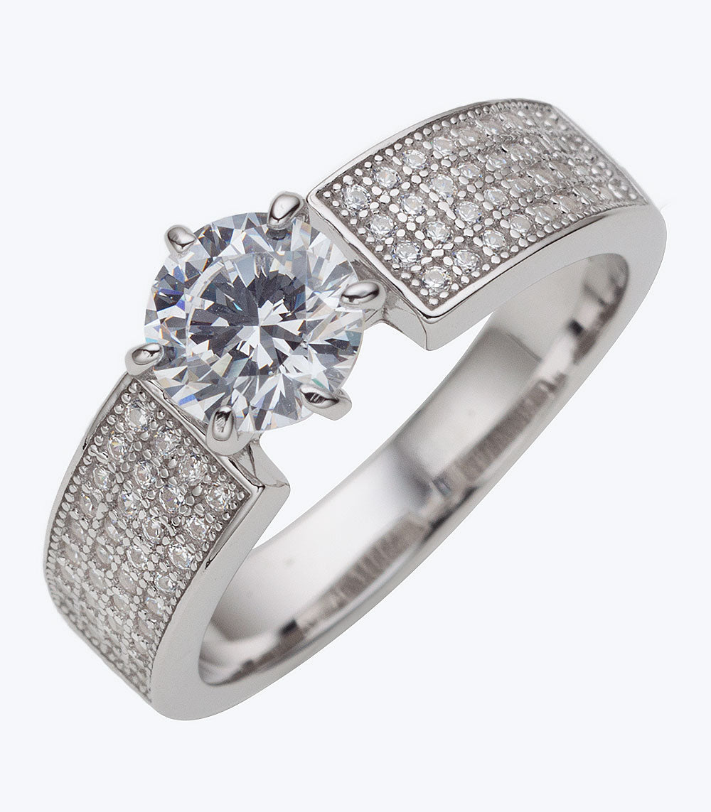 Solitaire with Eternity Bands CZ Ladies Ring