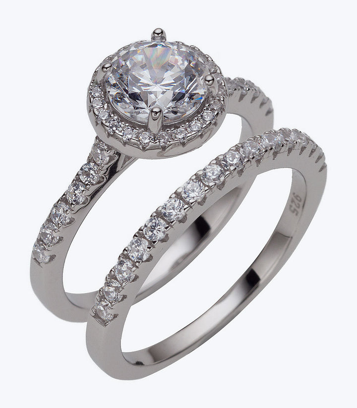 Silver Ring Group Inlaid Wedding Ring Luxury Round main image 0