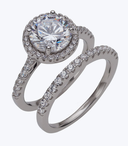 Large Round CZ Wedding Set Ladies Ring