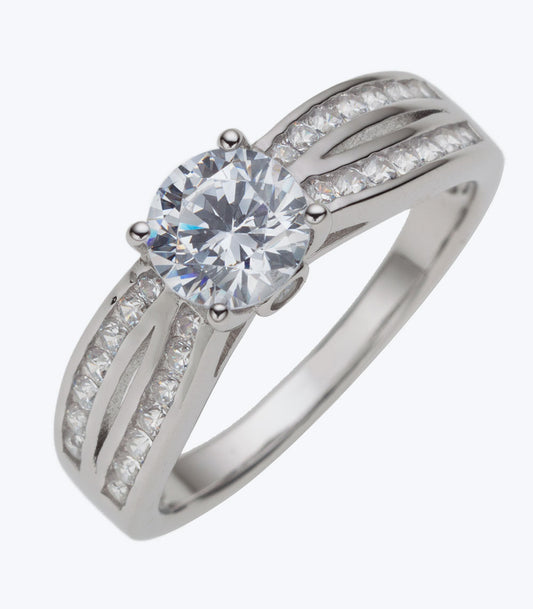 Solitaire with Eternity Band CZ Ladies Ring