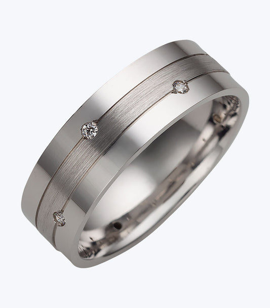 Silver Gents Ring with Band and 3 Cubic Stones - SSRGG 010