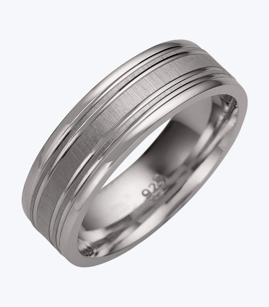 Gents Ring with 4 Lines and Middle Band