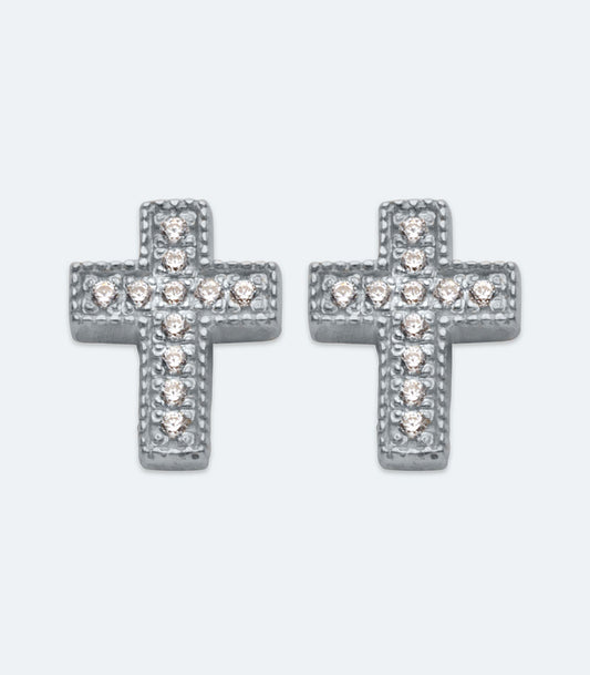 Small CZ Cross Earrings - SSRL 175