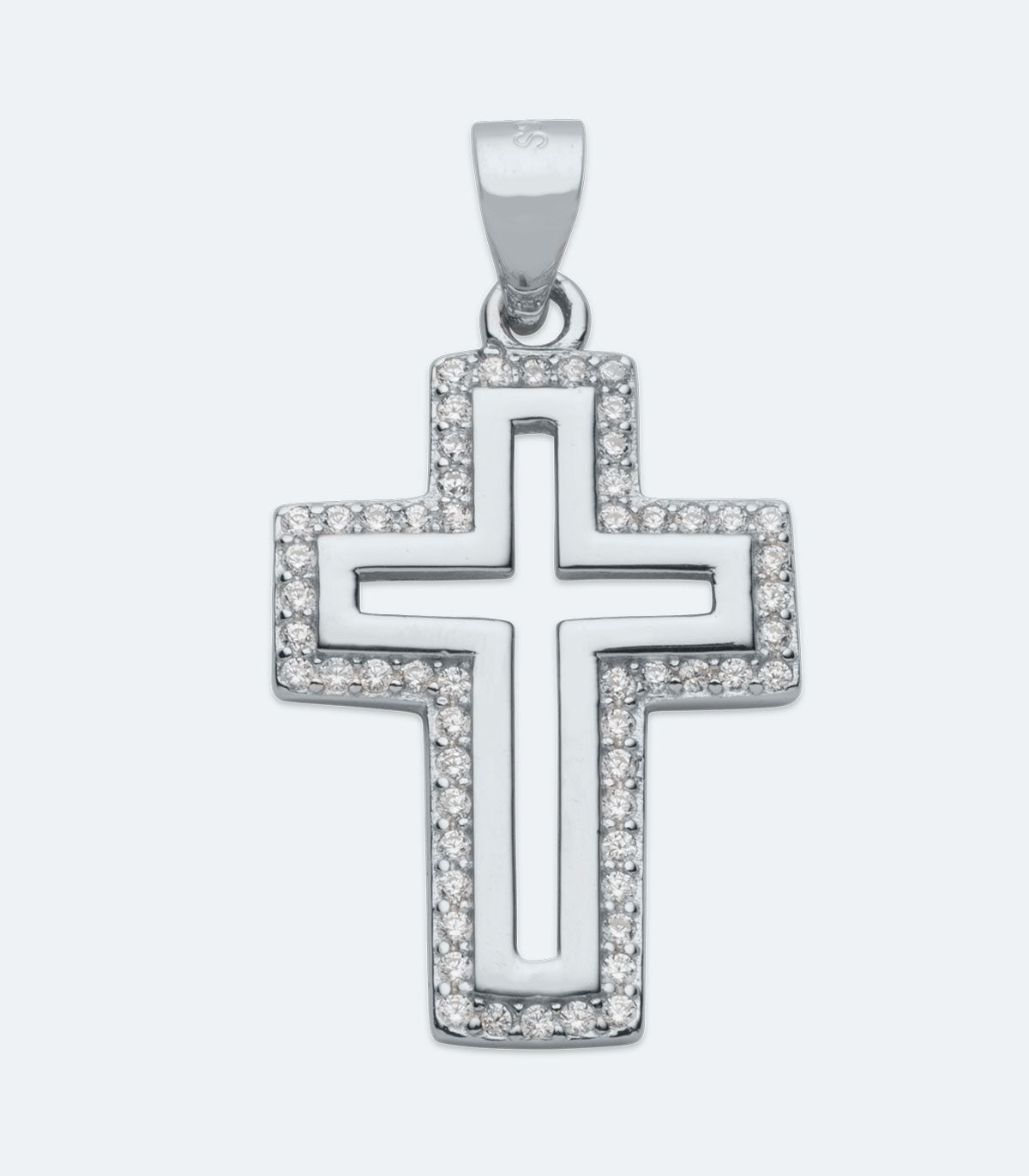 Open CZ Silver Cross Pendant - SSRL 180