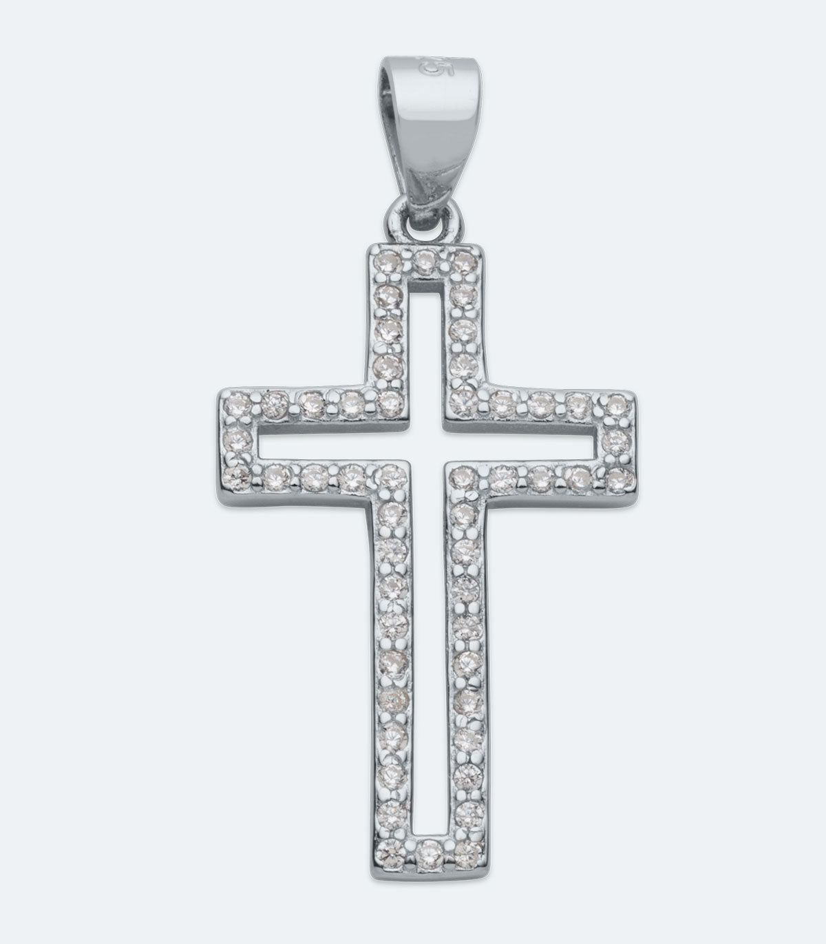 Open CZ Silver Cross Pendant - SSRL 181