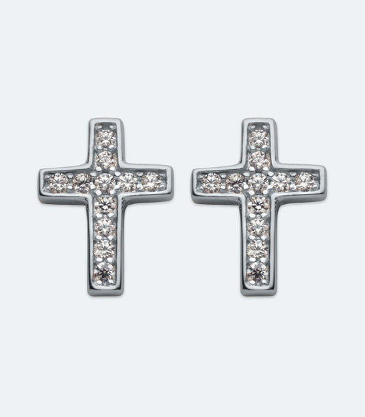 CZ Silver Cross Earrings - SSRL 185