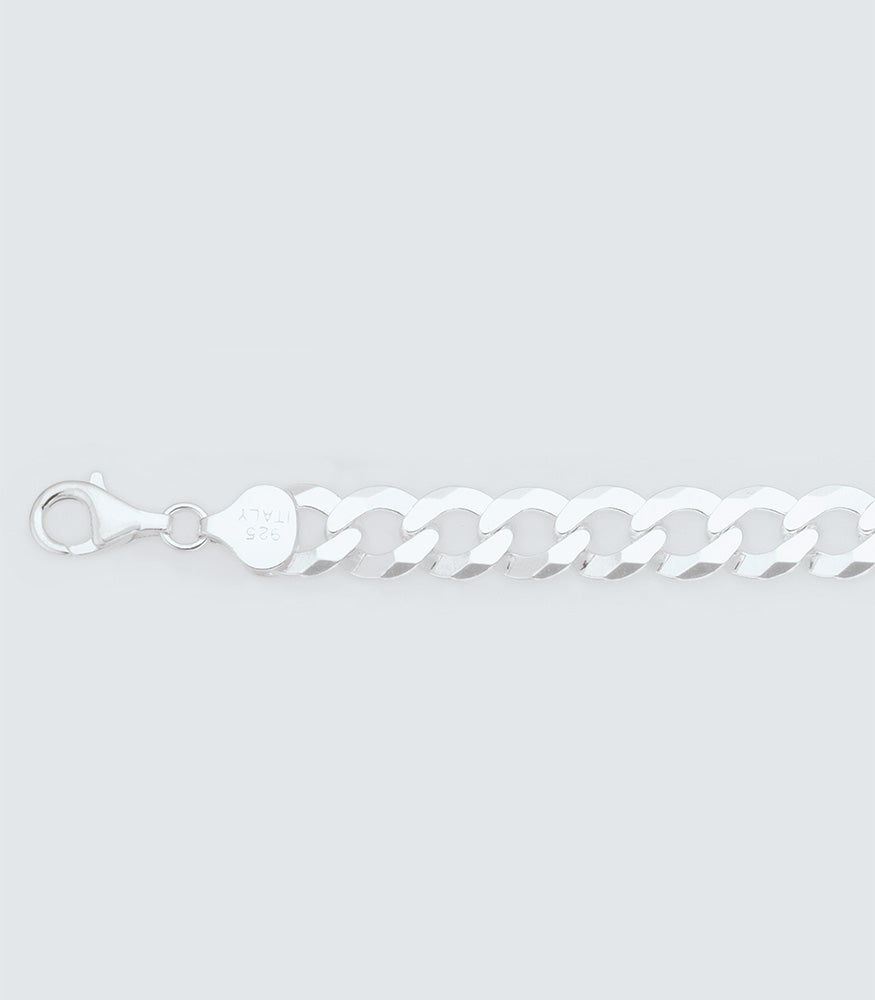 Curb Link 190 Sterling Silver Bracelet - 8.71mm