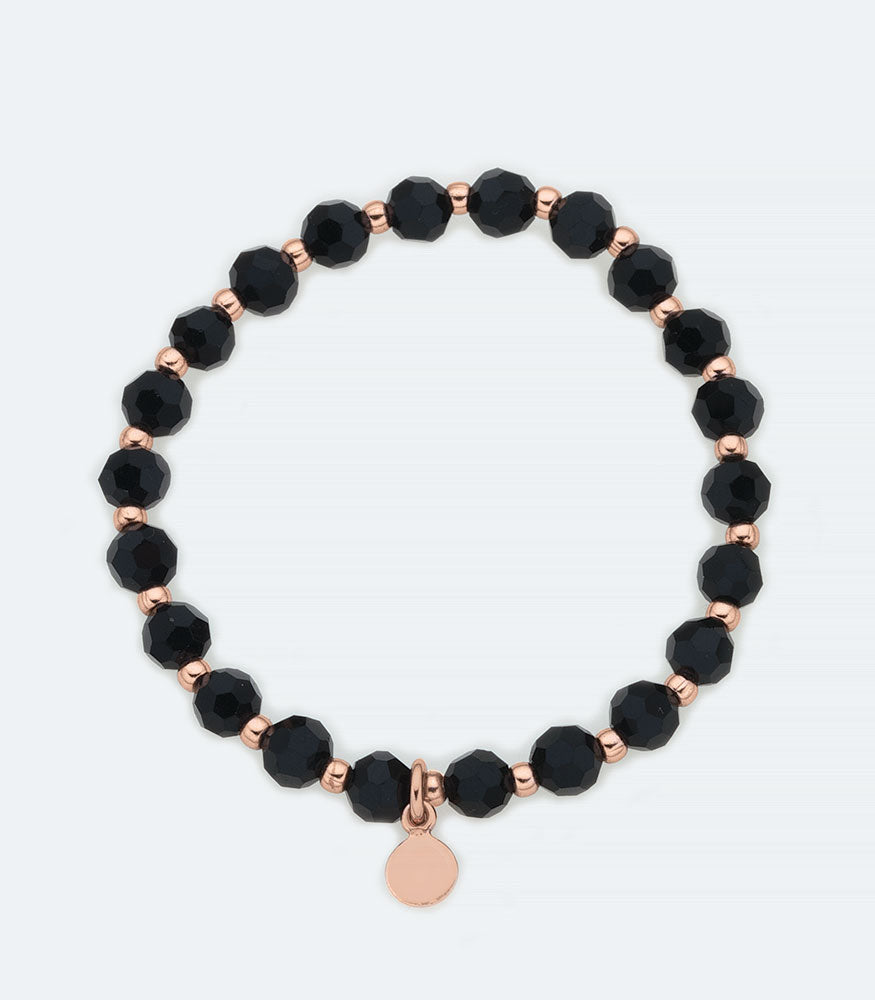 Baby Rose Gold and Black Beads Bangle