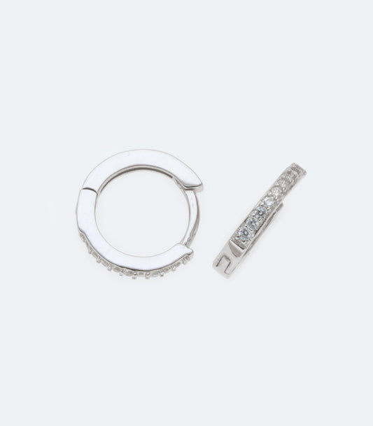 Small Sterling Silver Huggie Earrings With Cubic Zirconia