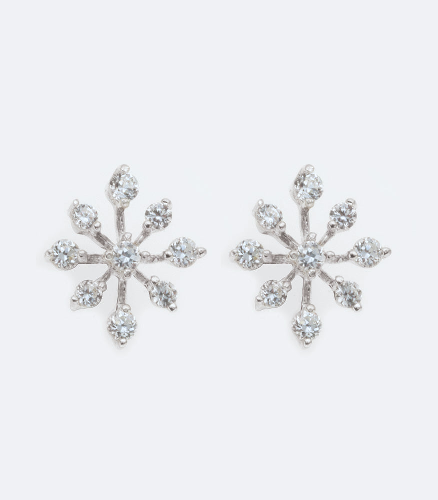 Fancy 074 Snow Flake Earrings With Cubic Zirconia