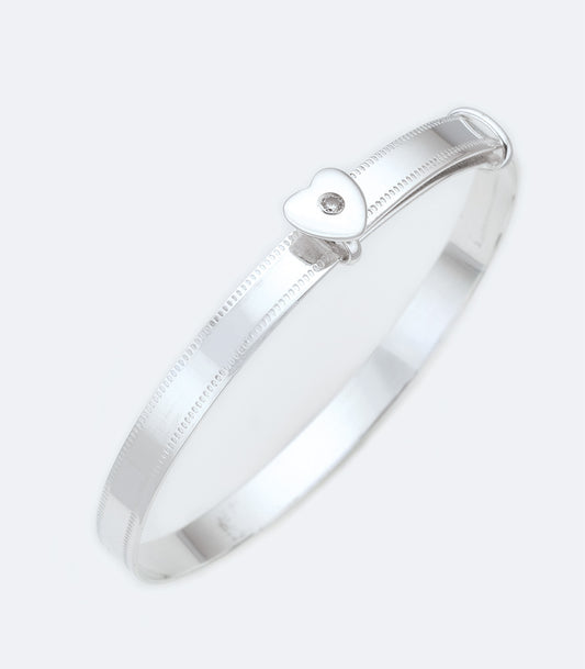 Engraved Kids Baby Heart Sterling Silver Bangle