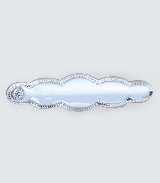 Engraved Sterling Silver Brooch with Clear CZ