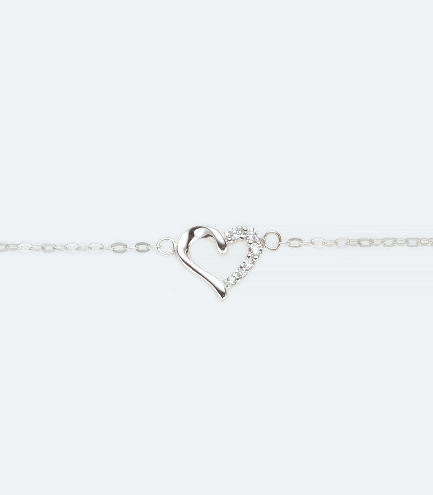 Silver Baby Heart with CZ Bracelet