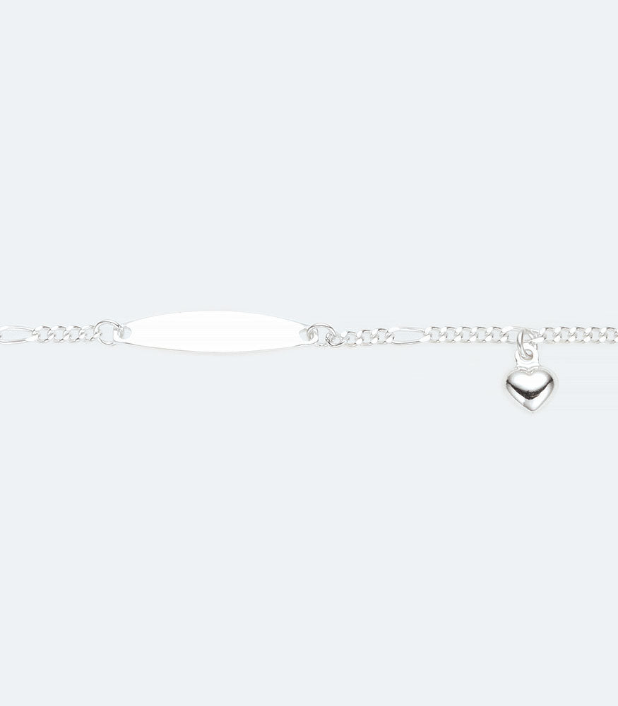 ID Bracelet with Hanging Heart Charm