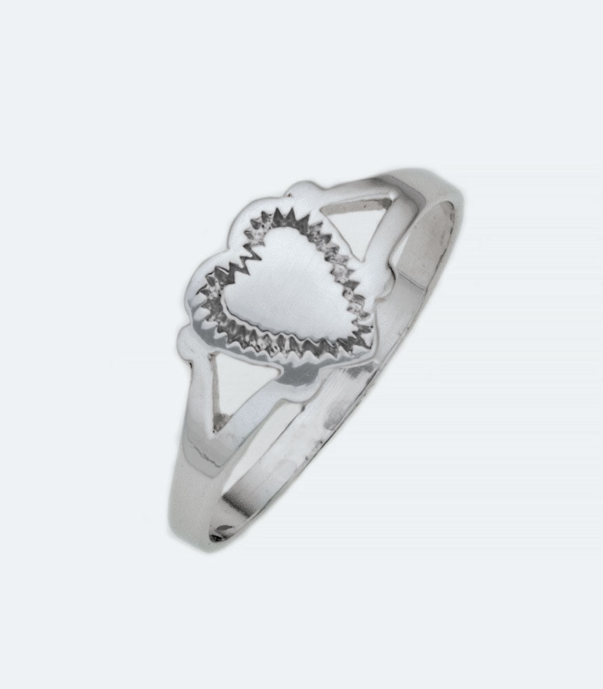 Baby Heart Panel Silver Ring