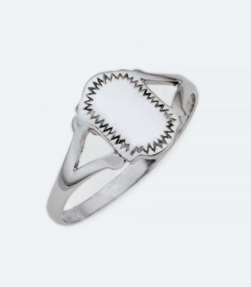 Baby Shield Panel Silver Ring