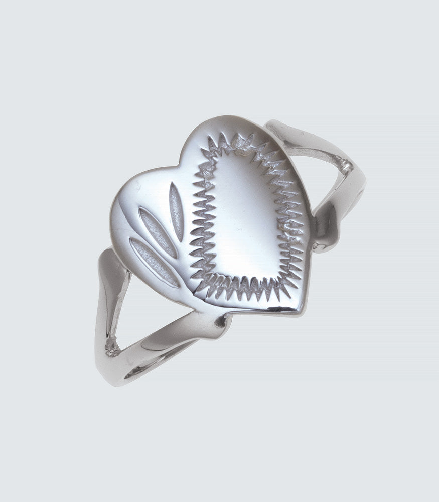 Heart Panel Silver Ring