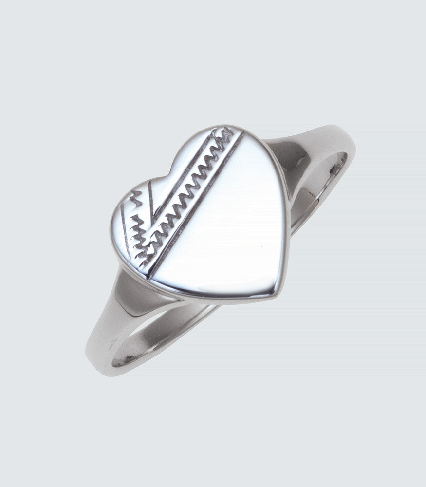 Heart Panel Sterling Silver Ring