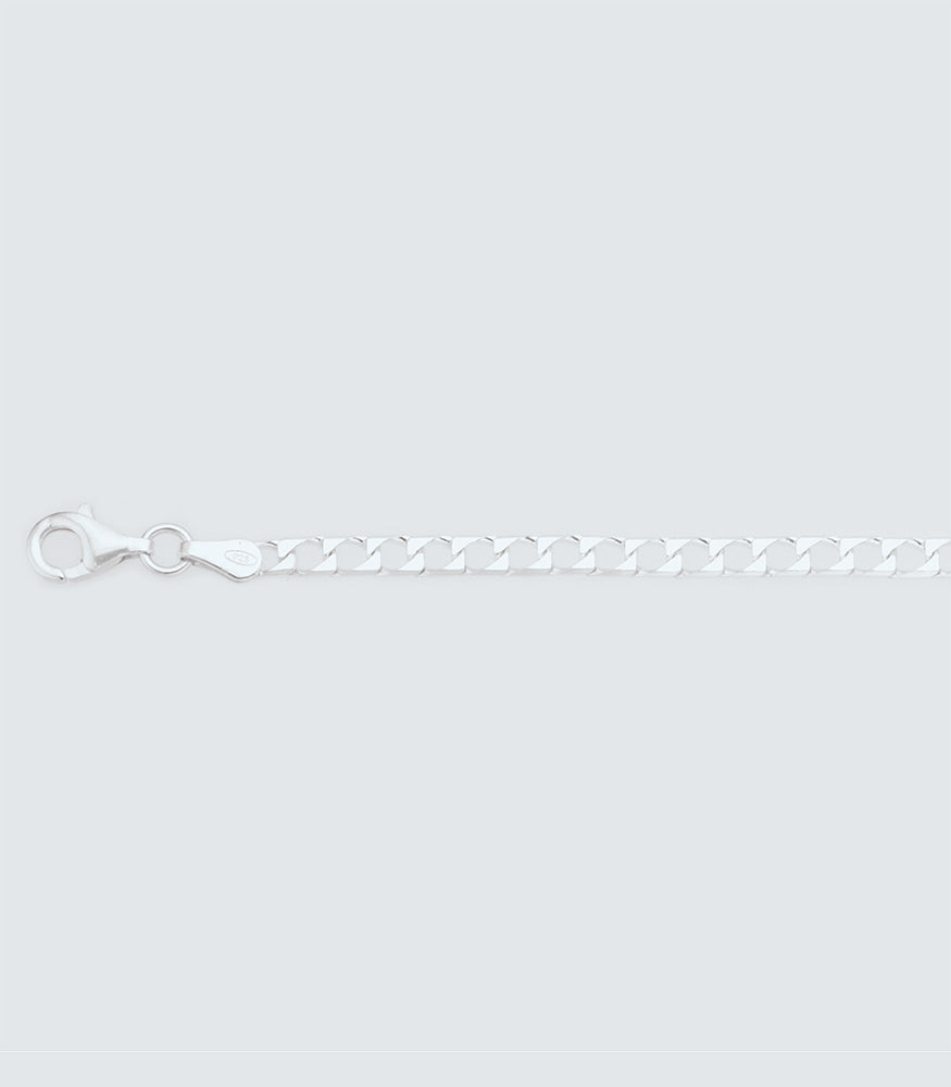 Square Curb Sterling Silver Bracelet - SQCD 110-BR20CM