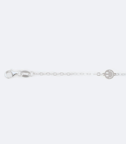 Sterling Silver Anklet With Stationed Smiley Faces - 24cm