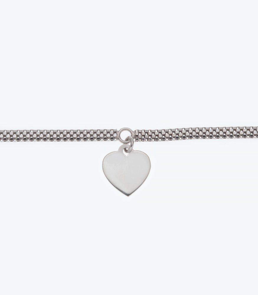 Plain Heart Silver Bracelet - 236