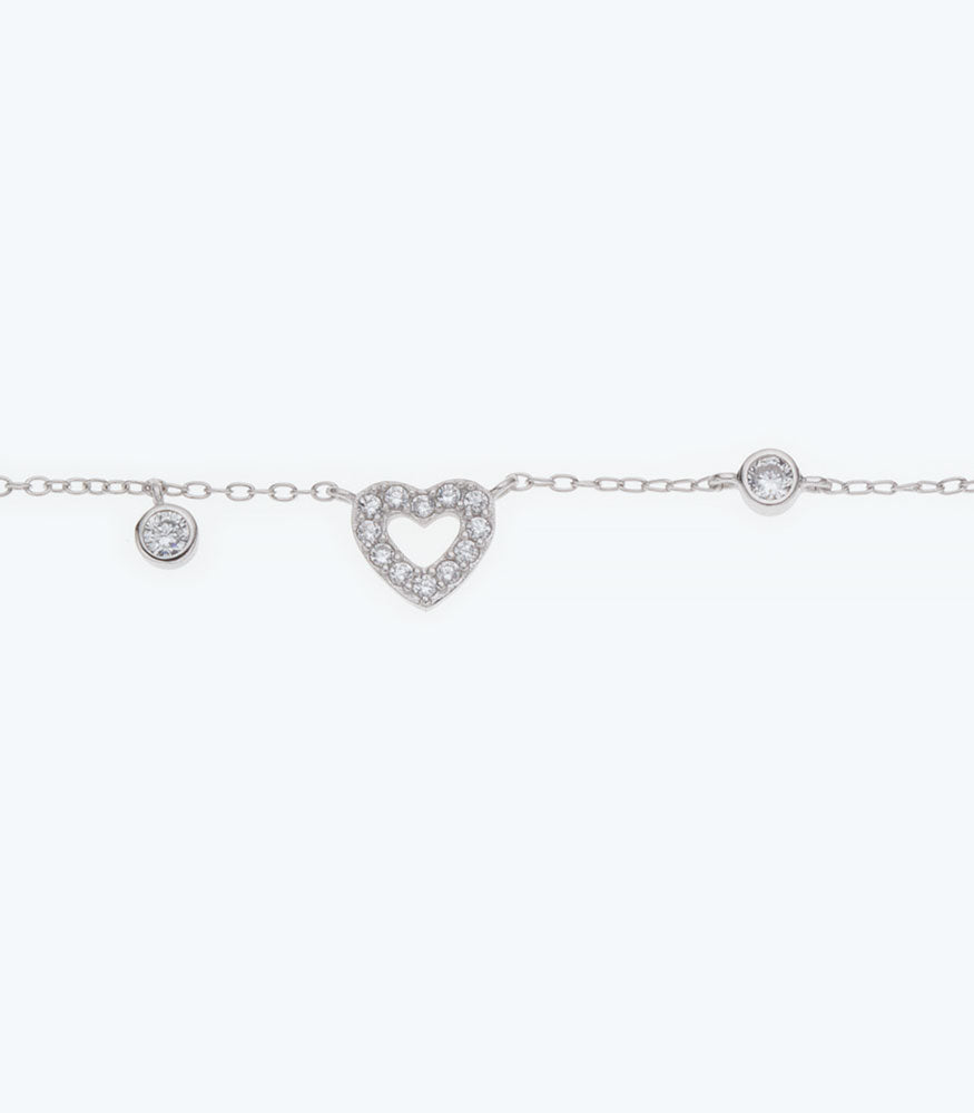 Cubic Zirconia Heart Silver Bracelet - 241