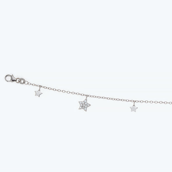 CZ Stars Silver Bracelet - 18cm