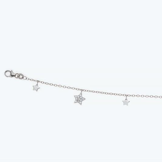 CZ Stars Silver Bracelet - 18cm